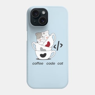 coffee code cat - meow Phone Case