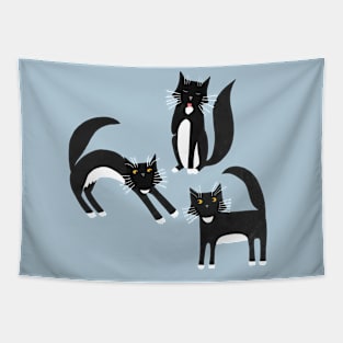 Black and White Tuxedo Cats Tapestry