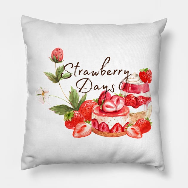 Strawberry Days Pillow by Usagi-Kun