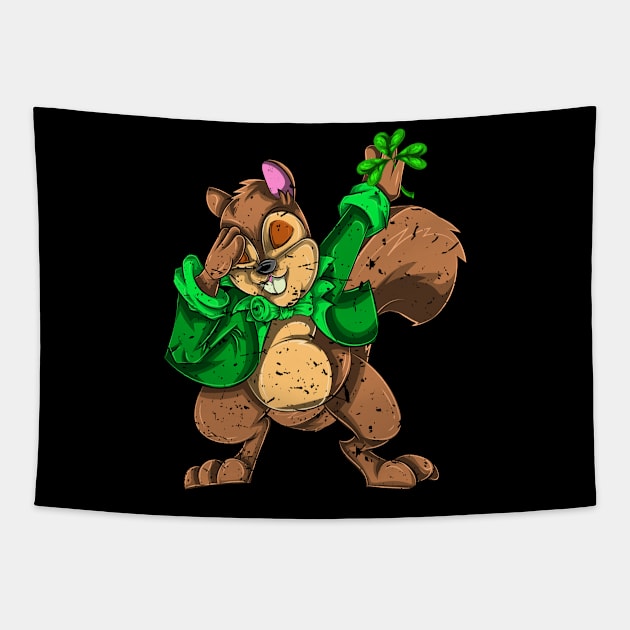 Squirrel Dabbing Shamrock Retro Saint Patricks Day Tapestry by ShirtsShirtsndmoreShirts