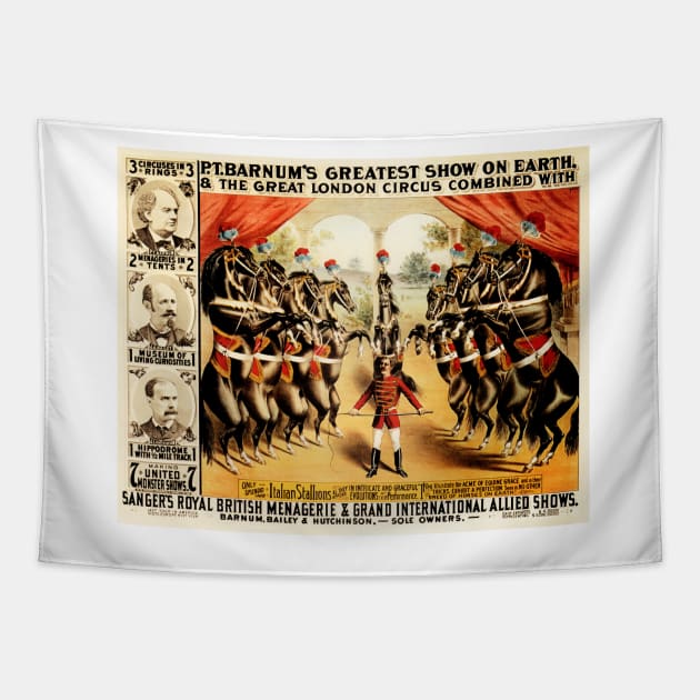 PT BARNUM Great London Circus Vintage Performances Advertisement Tapestry by vintageposters