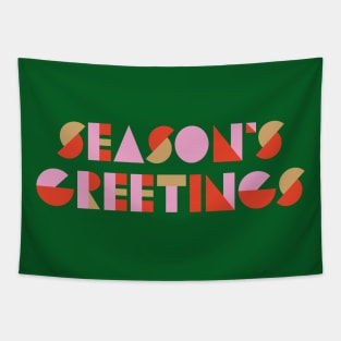 Cute Pink Seasons Greetings Christmas Tapestry