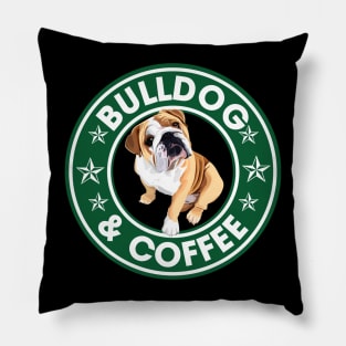 Bulldog And Coffee Pillow