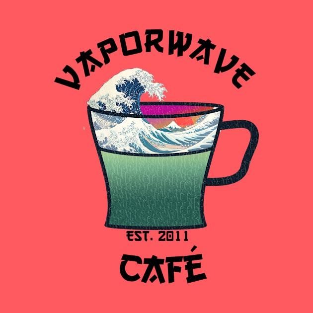 Vaporwave Aesthetic Great Wave Off Kanagawa Cafe Coffee by mycko_design