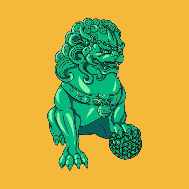 Chinese Guardian Lion - Nephrite Foo Dog by Lycane