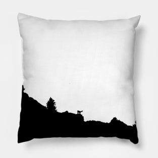 Chamois silhouette mountains Pillow