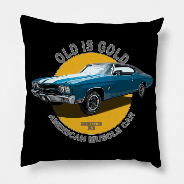 Chevelle SS American Muscle Car 60s 70s Old is Gold Pillow by Jose Luiz Filho