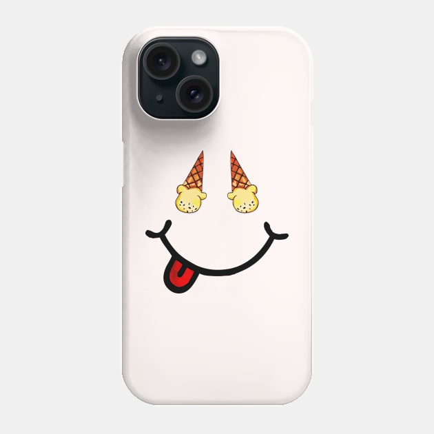 Ice Cream Cone & Smile (in the shape of a face) Phone Case by Tilila