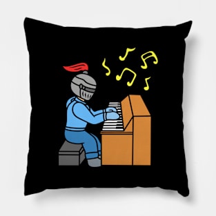 Cute cartoon knight playing piano Pillow