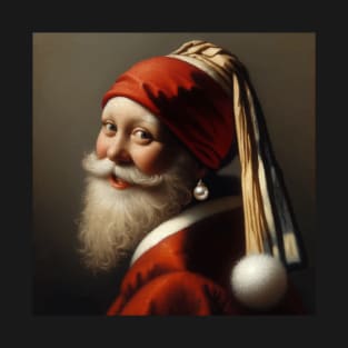 Santa in the Style of Vermeer's Masterpiece - Holiday Parody Art T-Shirt