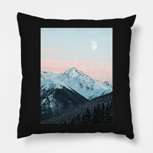 Mountains, Moon, Nature, Fashion print, Scandinavian art, Modern art, Wall art, Print, Minimalistic, Modern Pillow