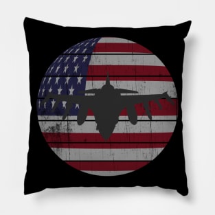 Retro Fighter Jet USA Flag Patriot Plane Pillow