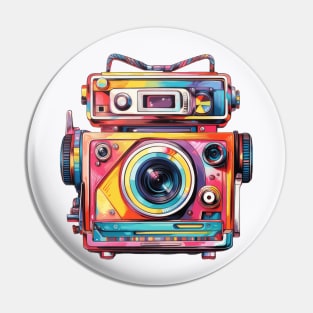 Retro multi-color Camera Pin