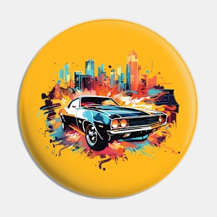 Muscle Car With  modern art style Pin