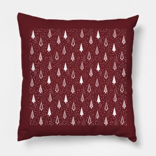 Snowy Winter Tree Pattern Digital Illustration Pillow