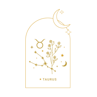 Taurus Zodiac Constellation and Flowers - Astrology and Horoscope T-Shirt