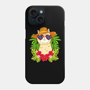 Cute Llama in Sunglasses and Sun Hat Gift For Llama Lover Phone Case