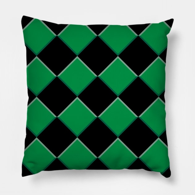 Big Green Block Checkerboard Pattern Pillow by Brobocop