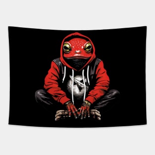 Cool Frog in Red Hipster Style Tapestry