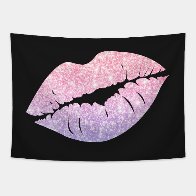 Pastel Pink Purple Ombre Faux Glitter Lips Tapestry by Felicity-K