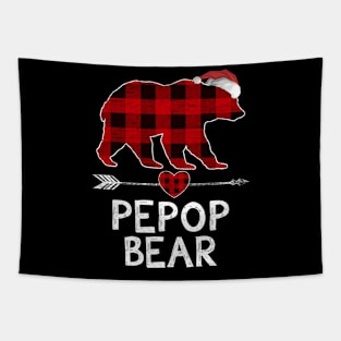 Red Plaid Pepop Bear Santa Arrow Shirt Matching Pajama Family Tapestry