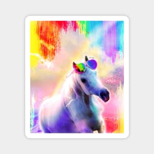 Rainbow Horse Wearing Love Heart Glasses Magnet