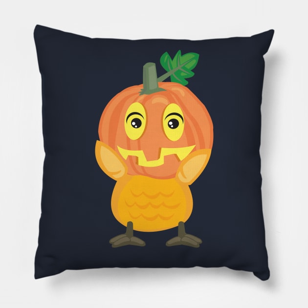 Pumpkin Owl Halloween Cute Design Pillow by Uncle Fred Design