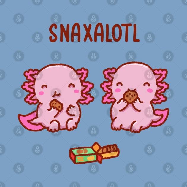 Cute axolotls snacking on some cookies, snaxalotl by Tinyarts