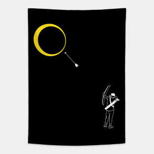 Total Solar Eclipse 2024 Archer Shooting Arrows at the Sun Tapestry