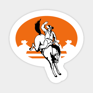 Cowboy Riding Bucking Bronco Retro Magnet