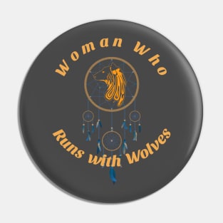 Wolf Dream Catcher Woman's Wolf Design Pin