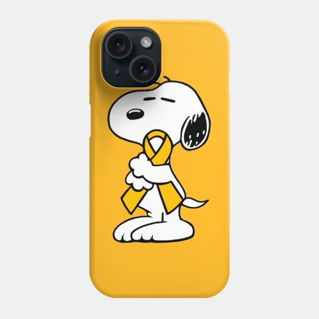 Dog Hugging an Awareness Ribbon (Yellow) Phone Case by CaitlynConnor