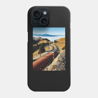 Cogwheel Train on Mount Rigi With Alpine Range in Background Phone Case