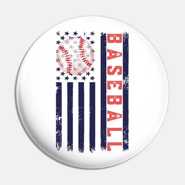 Baseball American Flag Pin by Etopix