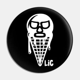 Lucha Ice Cream Logo WHITE Pin