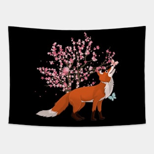 Wildlife Sakura Forest Animal Lover Nature Fox Tapestry