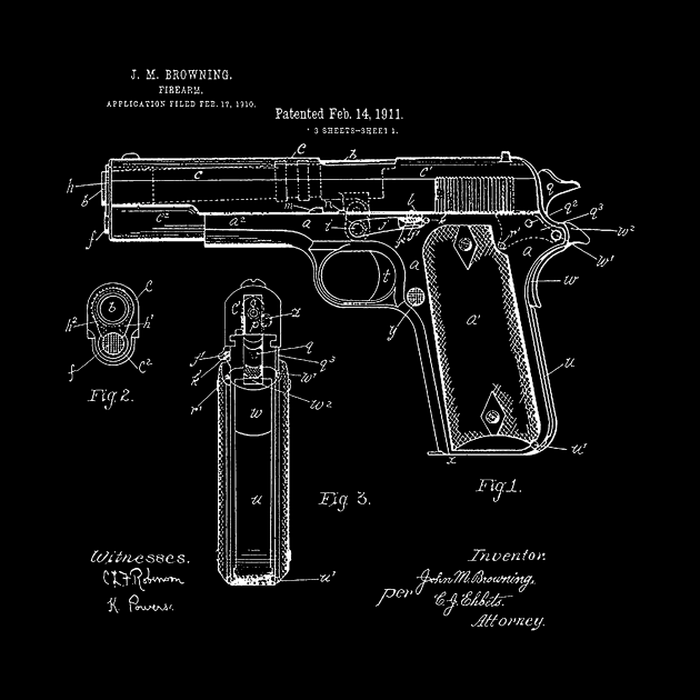 Browning Pistol Patent Blueprint by Rebus28