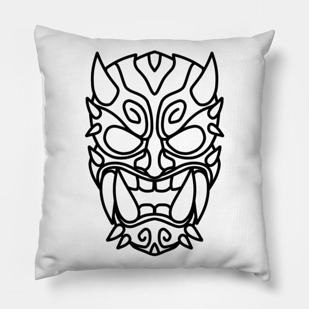 Black Demon Mask Pillow by ArtOfAidenSalazar