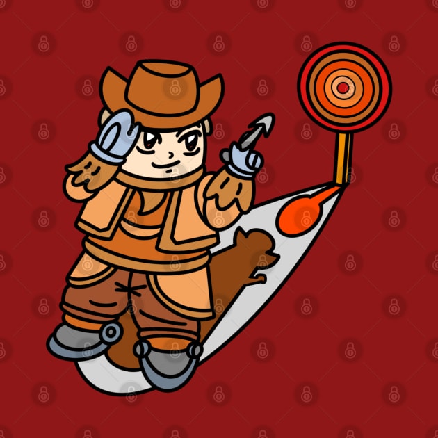 Cartoon Cowboy play dart brown color by Andrew Hau