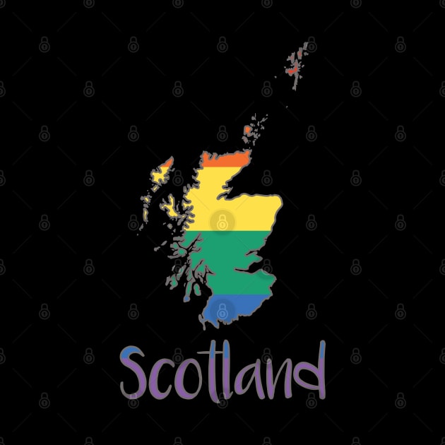 Scotland Rainbow Pride Flag Map Typography Design by MacPean