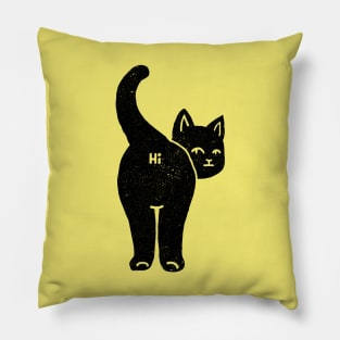 Hello Cat Butt Minimalist Black by Tobe Fonseca Pillow