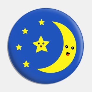 Cute Kawaii Moon and stars Pin