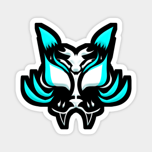 Dark Kitsune Face - Cyan Magnet