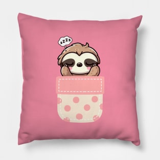 Sleepy Sloth in Polka Dot Pocket Pillow