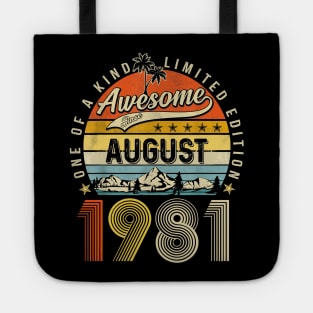 Awesome Since August 1981 Vintage 42nd Birthday Tote