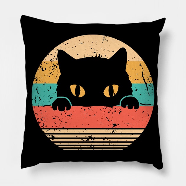 Vintage Black Cat Lover, Retro Style Cats Pillow by mansour