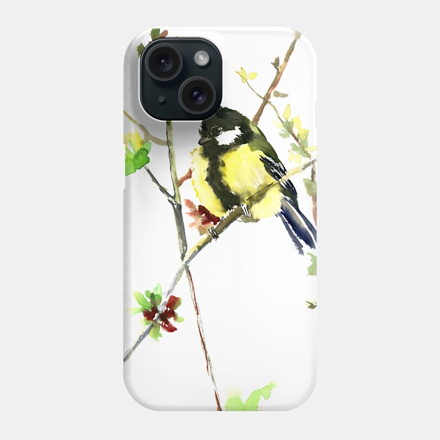 Great Tit Watercolor Bird Phone Case by surenart