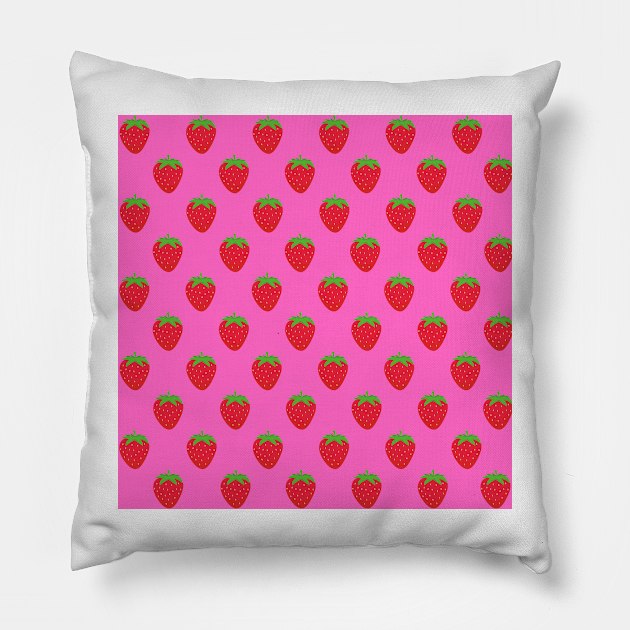 Wild Strawberries - Pink Pillow by IslandofdeDolls