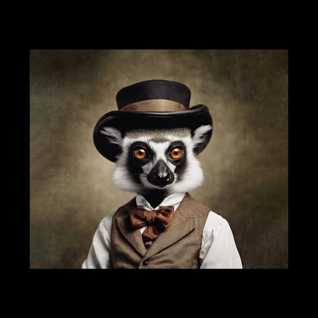 Victorian Lemur Portrait Artistic Gift Fashion Animal Style by popanato