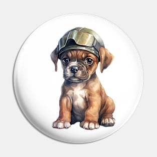 Boxer Dog in Helmet Pin